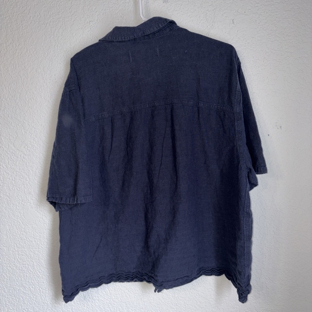 Hollister Boxy Fit Linen Blend Black Fade Button Down Cropped Shirt Size XL - Picture 4 of 4